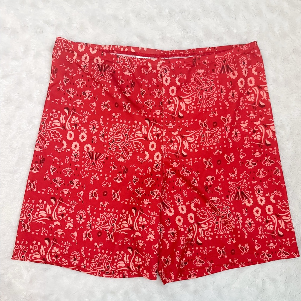 NWOT- Urban Outfitters HOT LAVA Red Paisley Bandana Bike Short